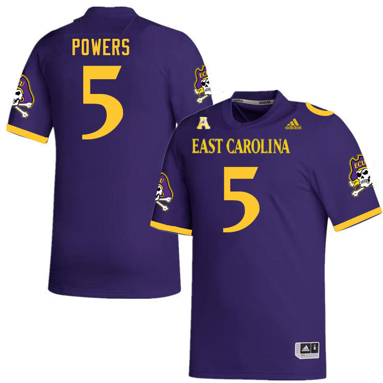 Men #5 Jack Powers ECU Pirates 2023 College Football Jerseys Stitched-Purple